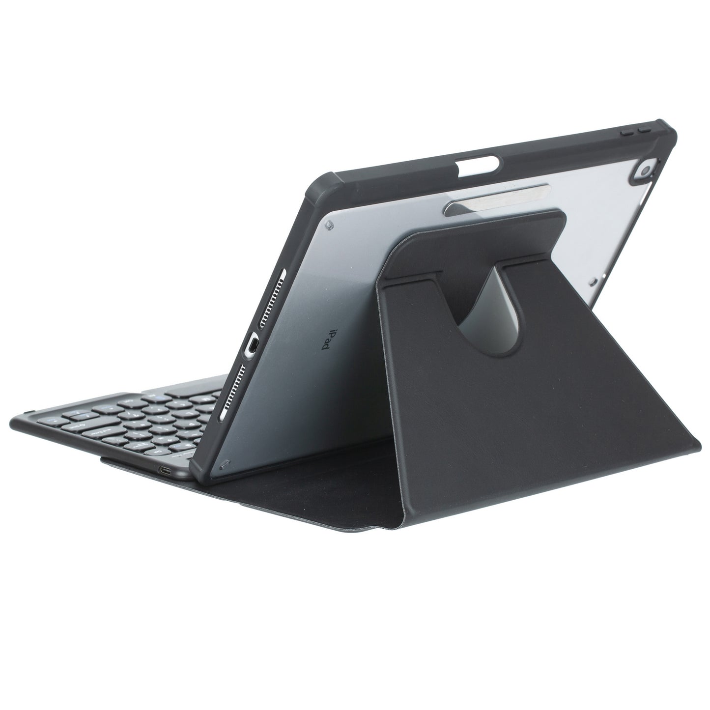 YL10 Round Cap Bluetooth Keyboard Case for iPad 10.9 (2022) Leather Tablet Cover with Rotating Stand, Pen Slot