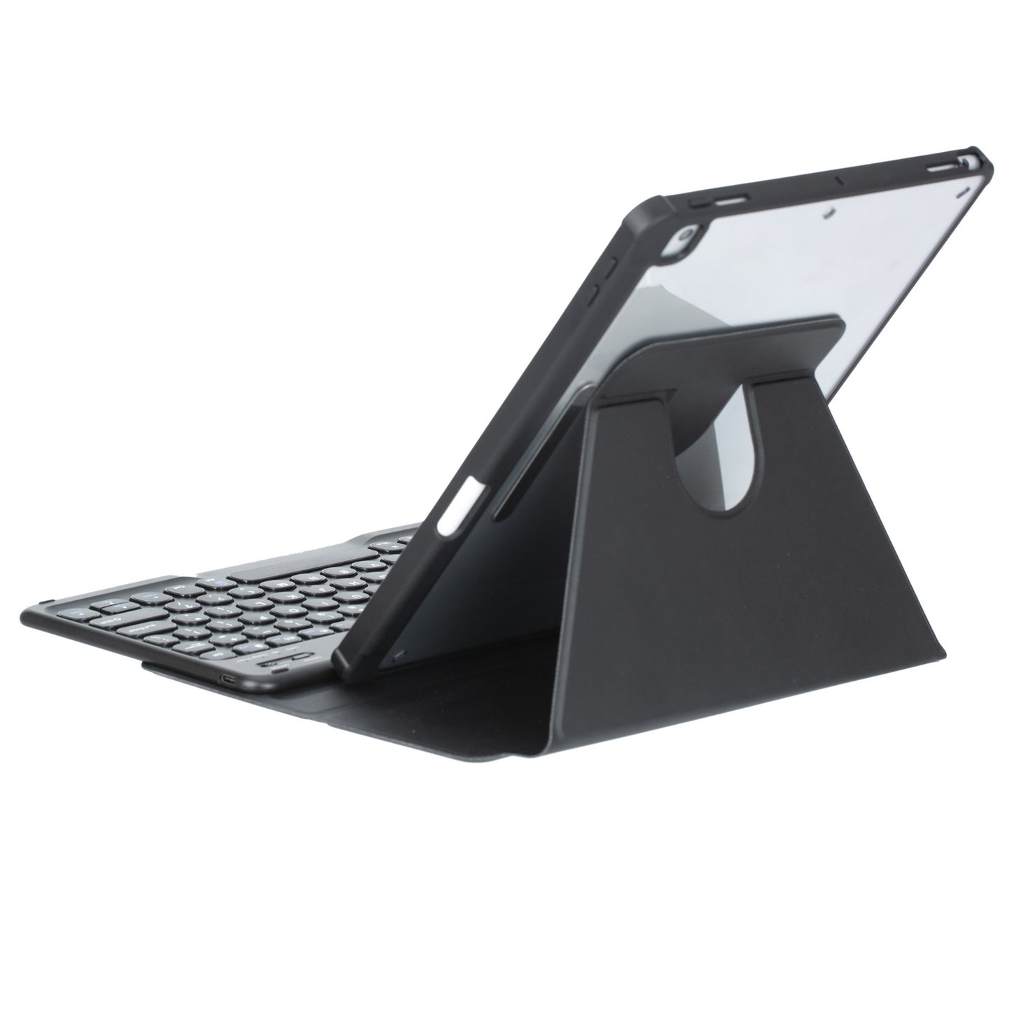 YL10 Round Cap Bluetooth Keyboard Case for iPad 10.9 (2022) Leather Tablet Cover with Rotating Stand, Pen Slot