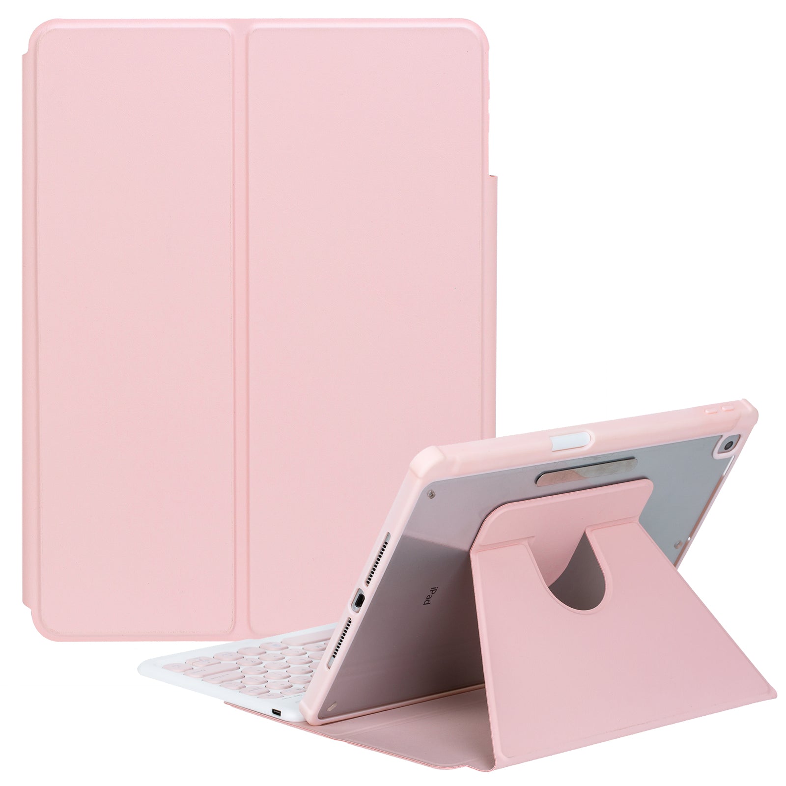 YL10 Round Cap Bluetooth Keyboard Case for iPad 10.9 (2022) Leather Tablet Cover with Rotating Stand, Pen Slot