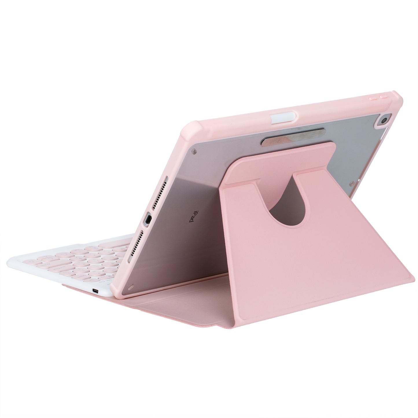 YL10 Round Cap Bluetooth Keyboard Case for iPad 10.9 (2022) Leather Tablet Cover with Rotating Stand, Pen Slot