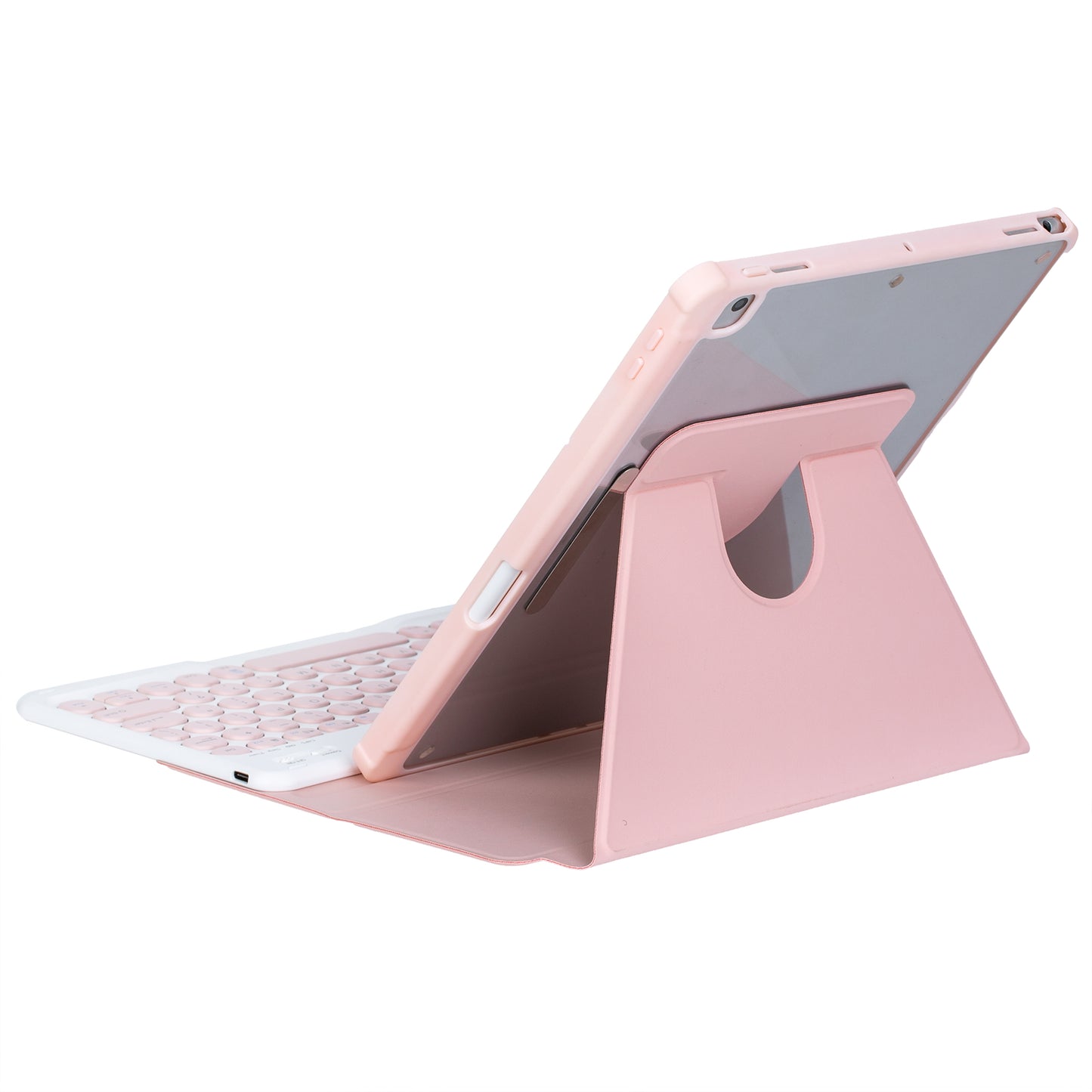 YL10 Round Cap Bluetooth Keyboard Case for iPad 10.9 (2022) Leather Tablet Cover with Rotating Stand, Pen Slot