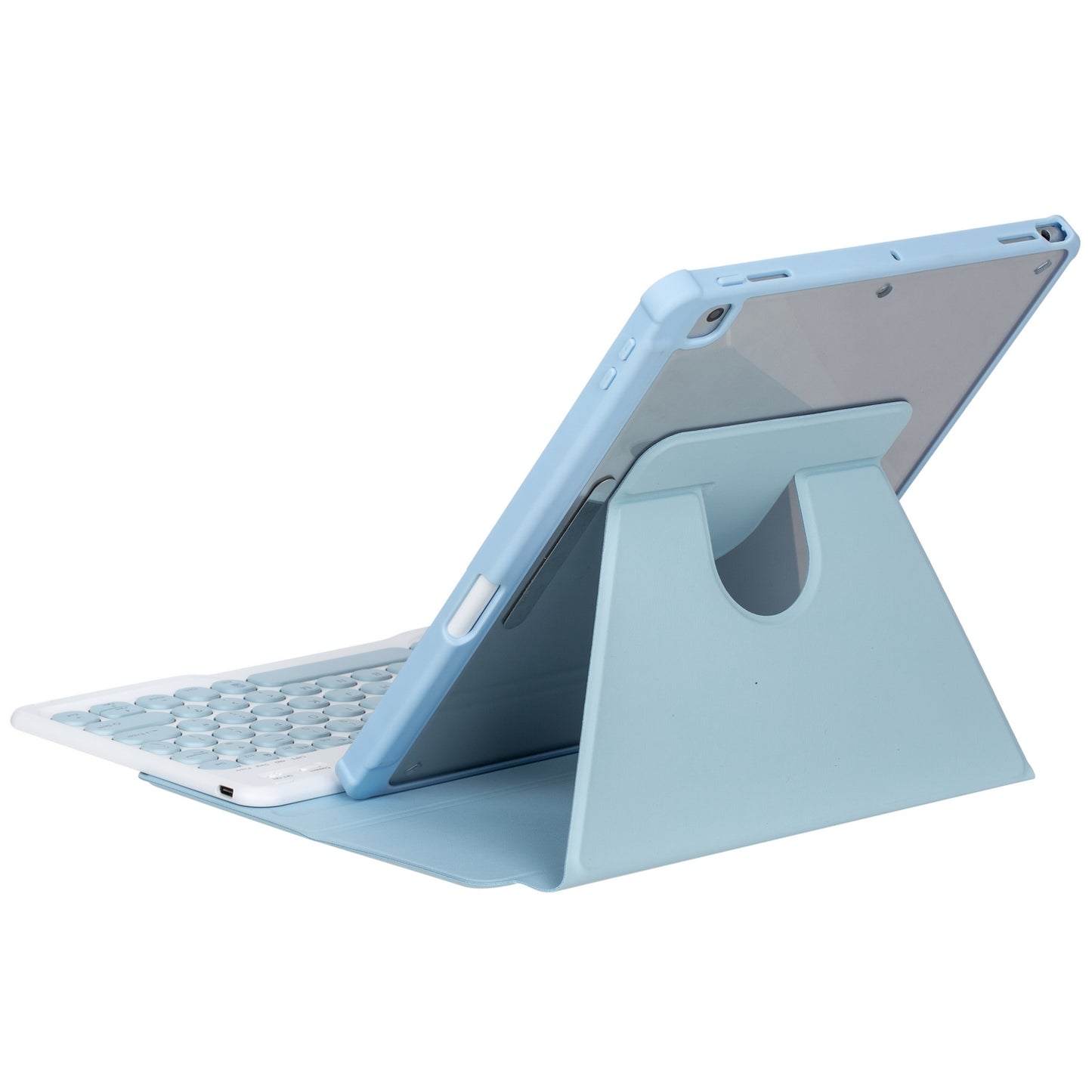 YL10 Round Cap Bluetooth Keyboard Case for iPad 10.9 (2022) Leather Tablet Cover with Rotating Stand, Pen Slot