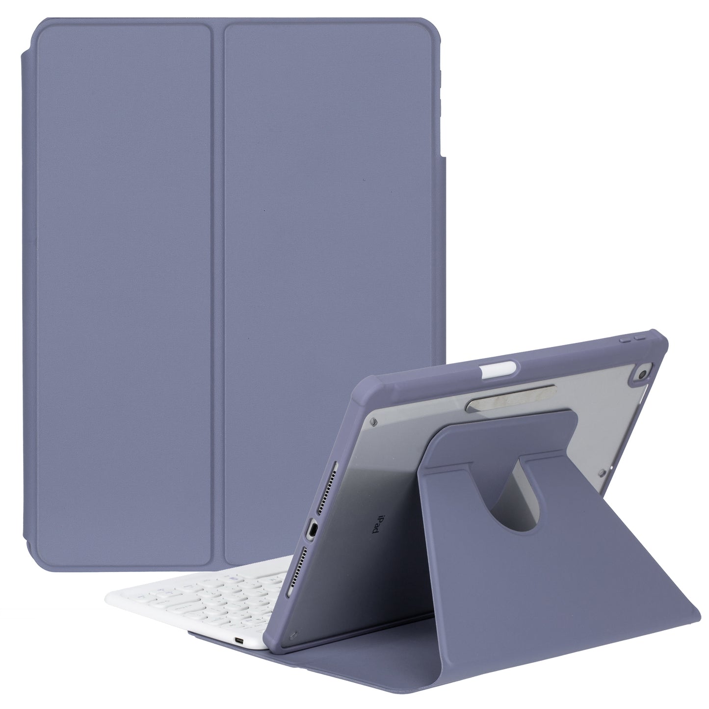 YL10 Round Cap Bluetooth Keyboard Case for iPad 10.9 (2022) Leather Tablet Cover with Rotating Stand, Pen Slot