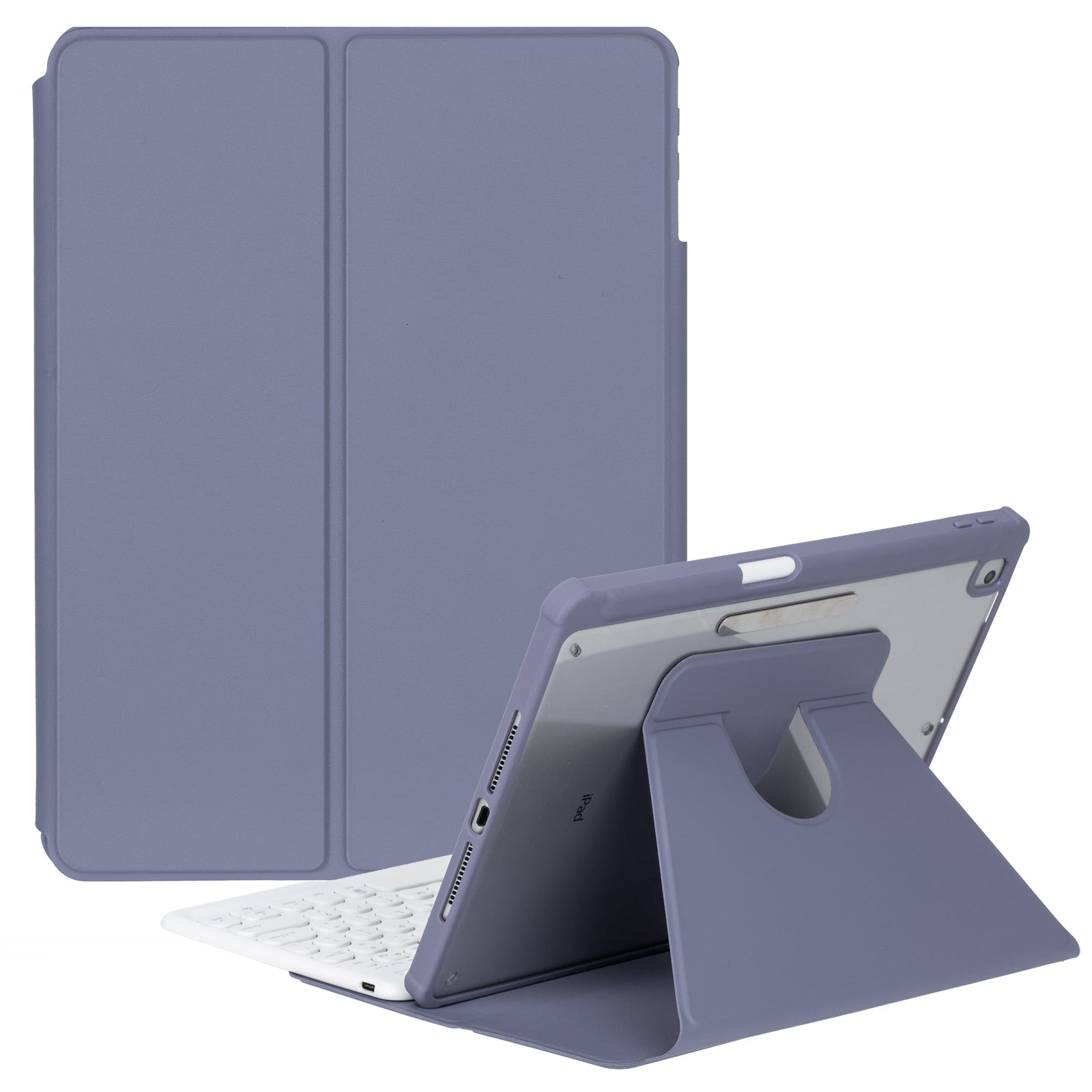 YL10 Round Cap Bluetooth Keyboard Case for iPad 10.9 (2022) Leather Tablet Cover with Rotating Stand, Pen Slot