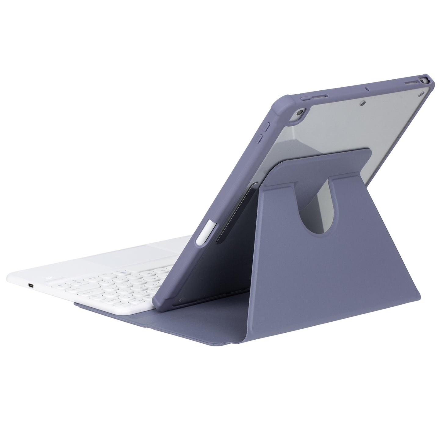 YL10 Round Cap Bluetooth Keyboard Case for iPad 10.9 (2022) Leather Tablet Cover with Rotating Stand, Pen Slot