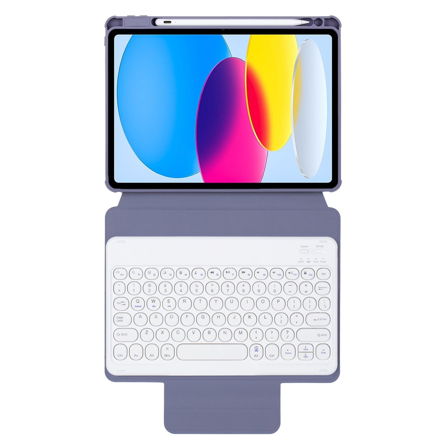 YL10 Round Cap Bluetooth Keyboard Case for iPad 10.9 (2022) Leather Tablet Cover with Rotating Stand, Pen Slot