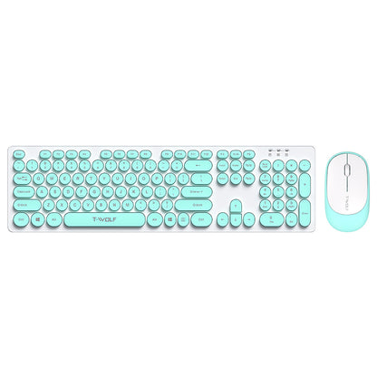 T-WOLF TF770 Wireless Keyboard and Mouse Combo 104 Key Low-Noise Keyboard with Cute Keycaps