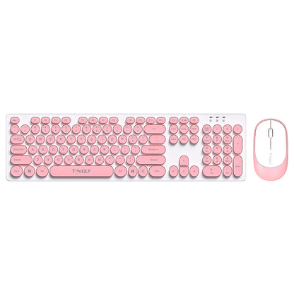 T-WOLF TF770 Wireless Keyboard and Mouse Combo 104 Key Low-Noise Keyboard with Cute Keycaps
