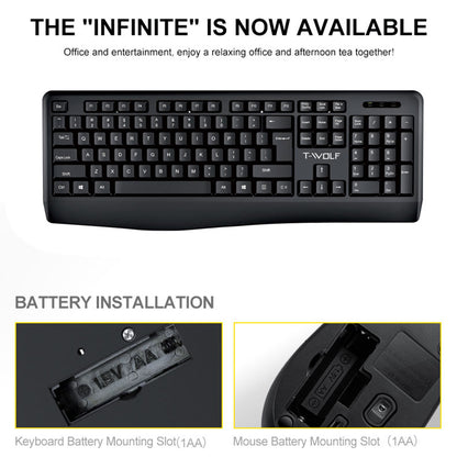 T-WOLF TF100 Wireless Gaming Keyboard Mouse Combo 104 Keys Quiet Keyboard for Computer, PC, Laptop