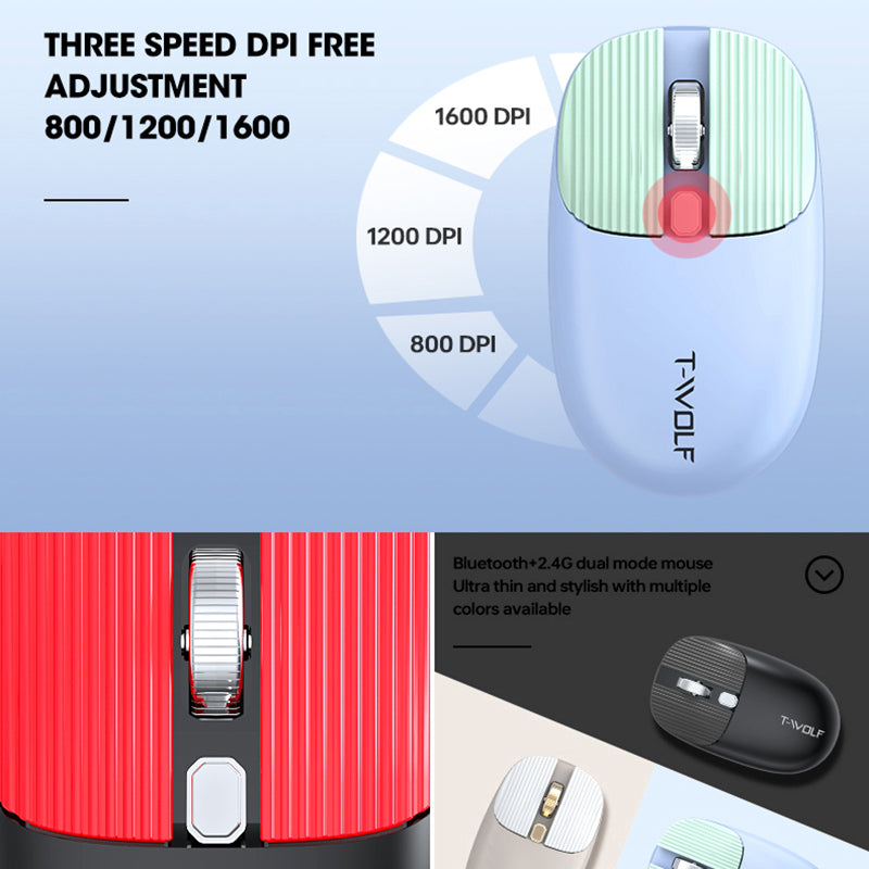 T-WOLF TF660 Bluetooth5.0 / 2.4G Dual Mode Wireless Keyboard Mouse Set Round Keycap Keyboard