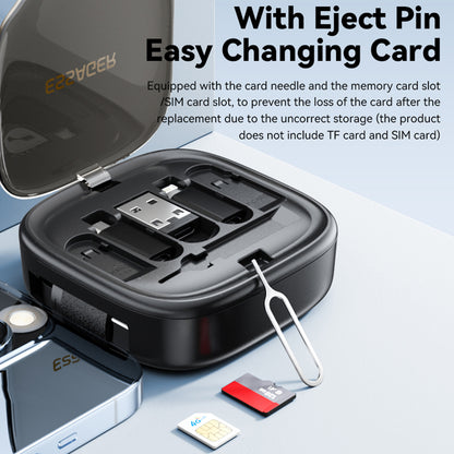 ESSAGER Integrated USB-C Adapter Cable Kit Charging Cable Case Convertor Contains Card Slot Phone Holder Design for Traveling