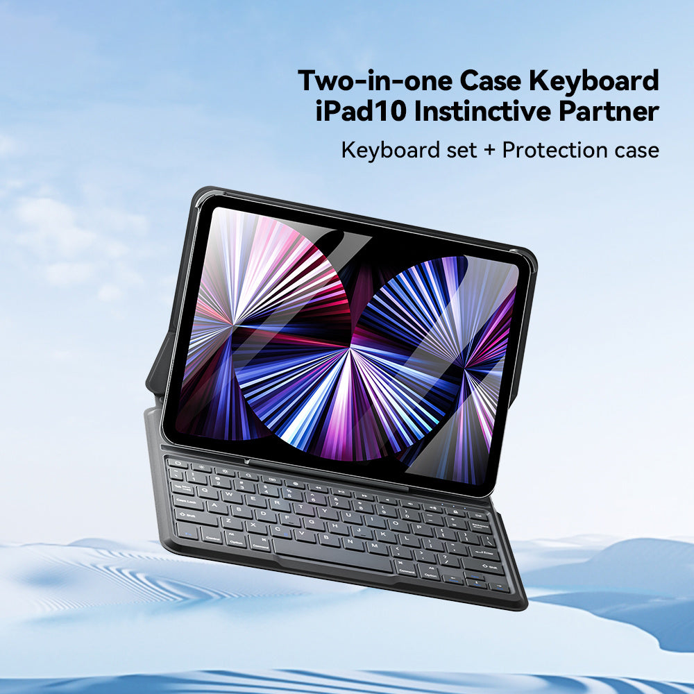 ESSAGER Bluetooth Keyboard Case for iPad 10.9 (2022) Wireless Keyboard Shockproof PU Tablet Cover