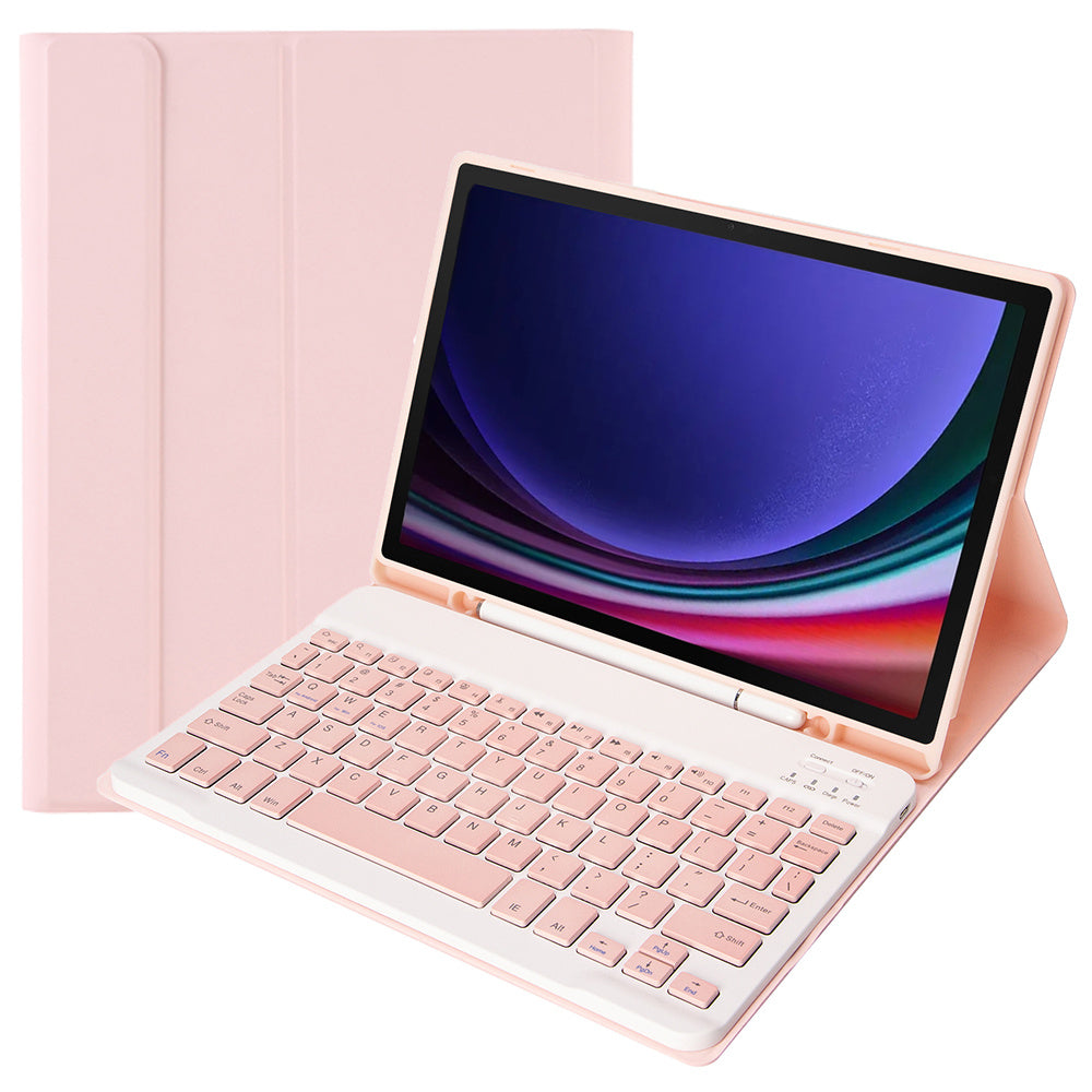 A710B For Samsung Galaxy Tab S9 X710 / X716B / X718U Bluetooth Keyboard Protective Case PU+TPU Flip Tablet Cover with Pen Slot