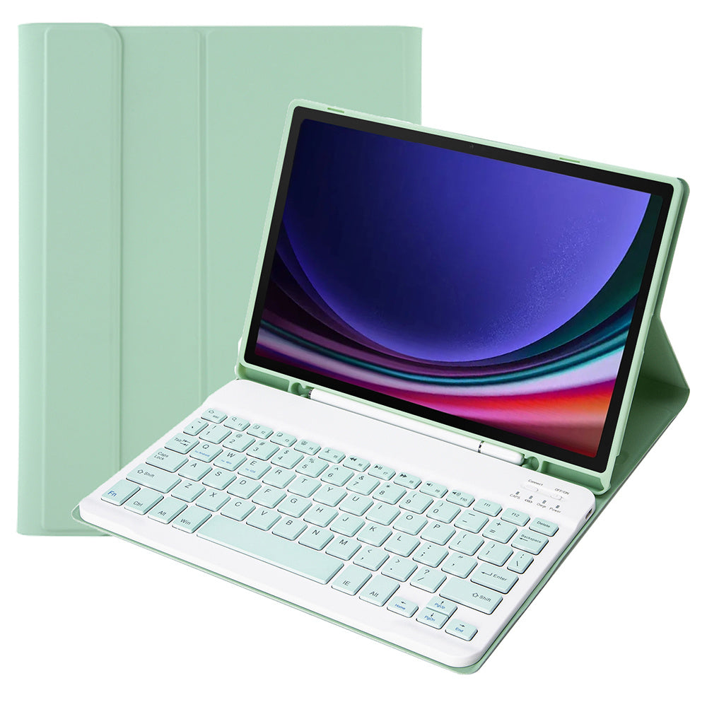 A710B For Samsung Galaxy Tab S9 X710 / X716B / X718U Bluetooth Keyboard Protective Case PU+TPU Flip Tablet Cover with Pen Slot