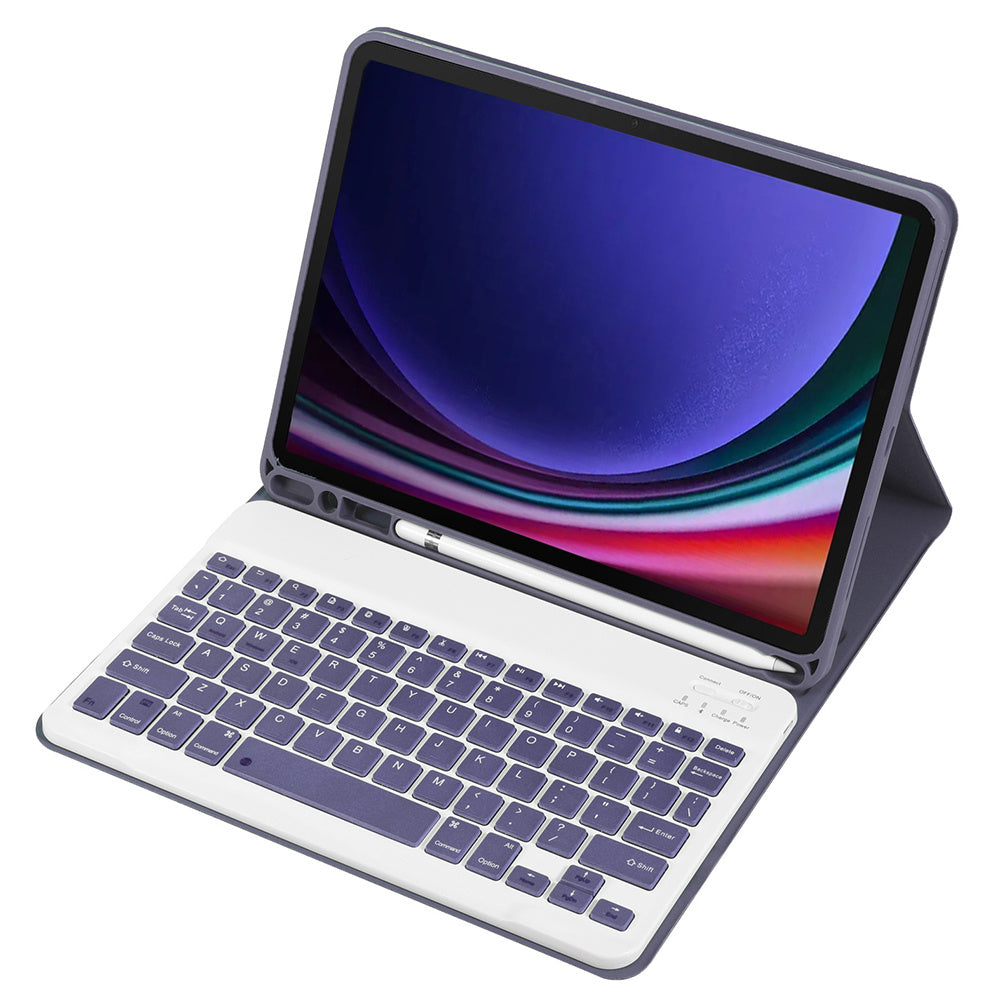 A710B For Samsung Galaxy Tab S9 X710 / X716B / X718U Bluetooth Keyboard Protective Case PU+TPU Flip Tablet Cover with Pen Slot