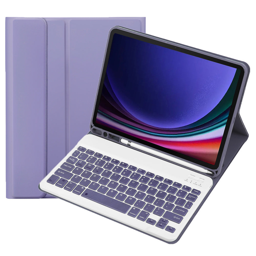A710B For Samsung Galaxy Tab S9 X710 / X716B / X718U Bluetooth Keyboard Protective Case PU+TPU Flip Tablet Cover with Pen Slot