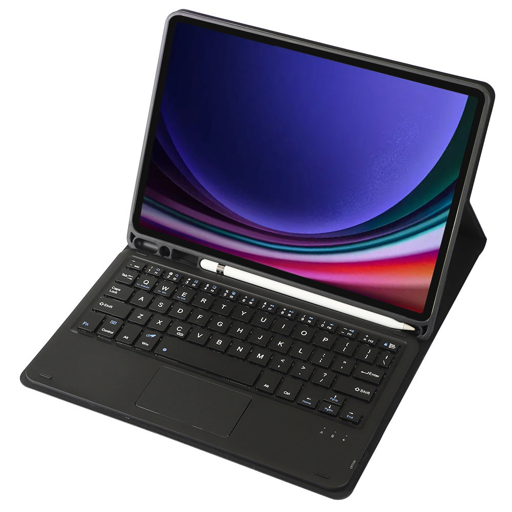 A710B-A For Samsung Galaxy Tab S9 X710 / X716B / X718U TPU+PU Leather Flip Cover with Touchpad Bluetooth Keyboard, Pen Slot Tablet Case