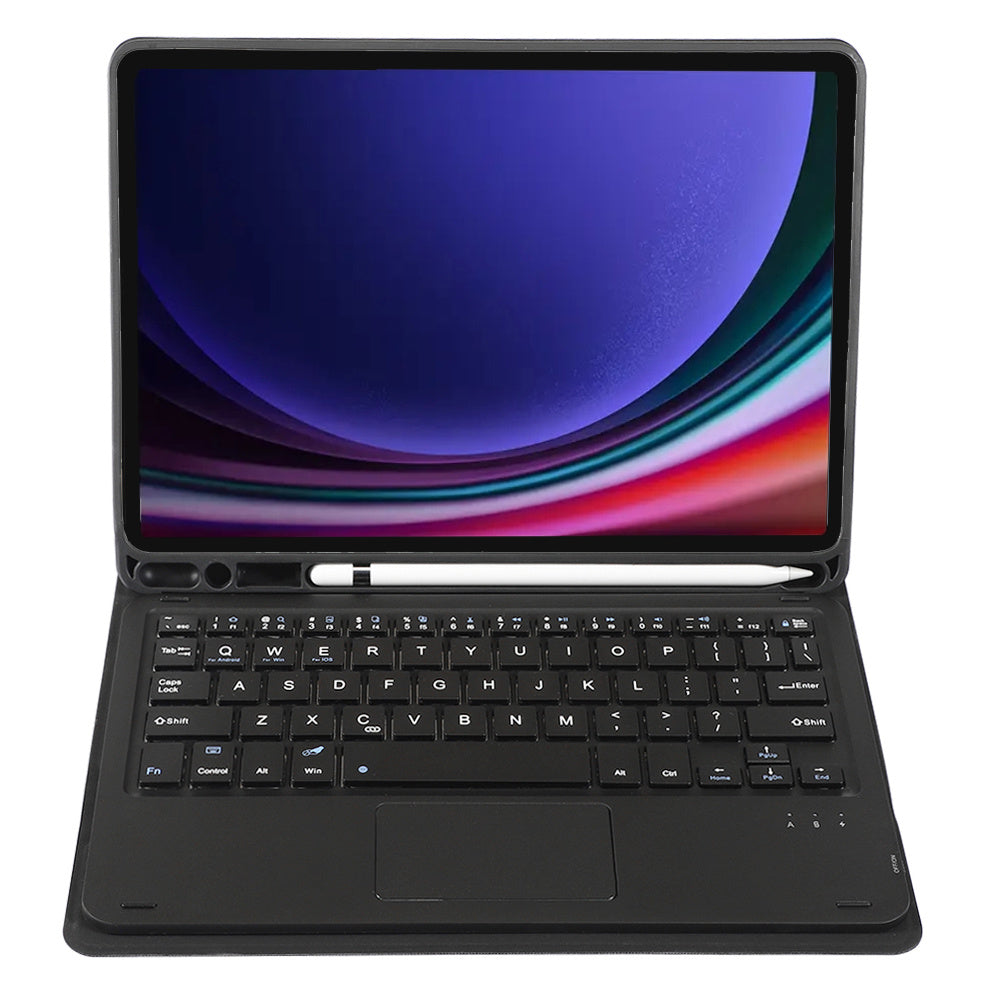 A710B-A For Samsung Galaxy Tab S9 X710 / X716B / X718U TPU+PU Leather Flip Cover with Touchpad Bluetooth Keyboard, Pen Slot Tablet Case