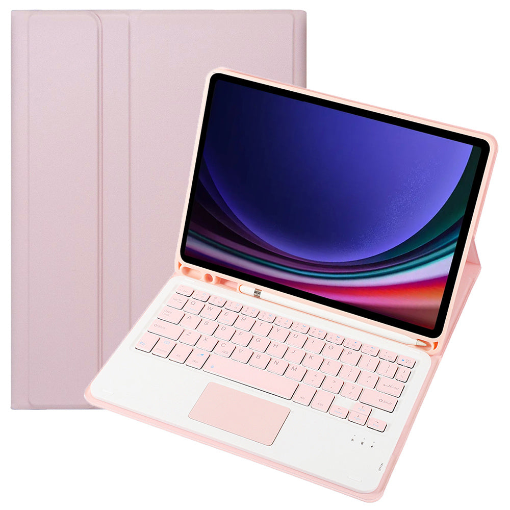 A710B-A For Samsung Galaxy Tab S9 X710 / X716B / X718U TPU+PU Leather Flip Cover with Touchpad Bluetooth Keyboard, Pen Slot Tablet Case