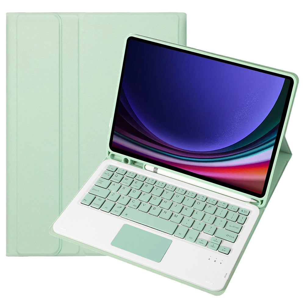 A710B-A For Samsung Galaxy Tab S9 X710 / X716B / X718U TPU+PU Leather Flip Cover with Touchpad Bluetooth Keyboard, Pen Slot Tablet Case