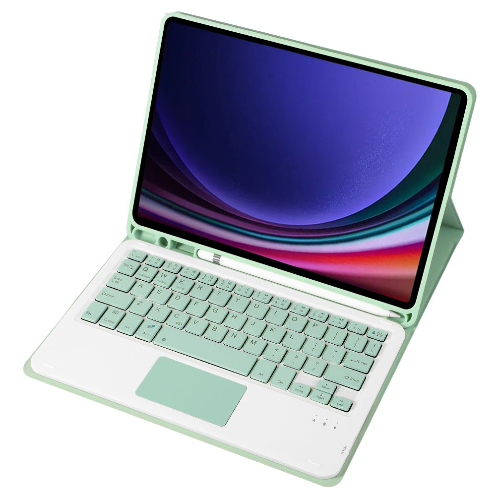 A710B-A For Samsung Galaxy Tab S9 X710 / X716B / X718U TPU+PU Leather Flip Cover with Touchpad Bluetooth Keyboard, Pen Slot Tablet Case