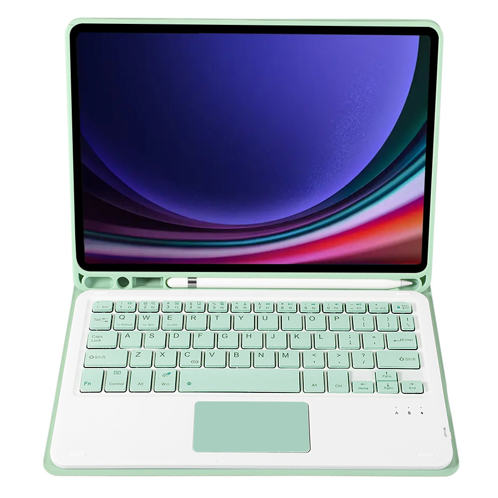 A710B-A For Samsung Galaxy Tab S9 X710 / X716B / X718U TPU+PU Leather Flip Cover with Touchpad Bluetooth Keyboard, Pen Slot Tablet Case