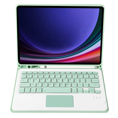A710B-A For Samsung Galaxy Tab S9 X710 / X716B / X718U TPU+PU Leather Flip Cover with Touchpad Bluetooth Keyboard, Pen Slot Tablet Case