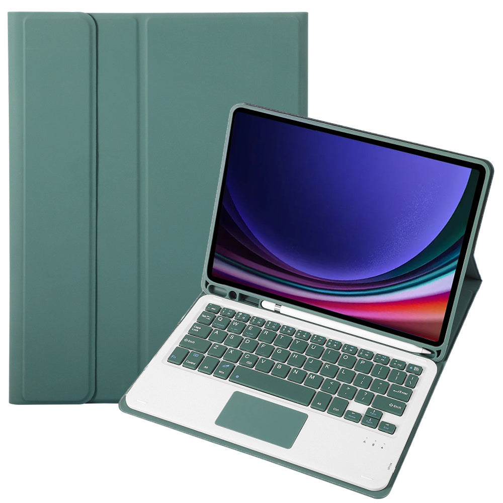 A710B-A For Samsung Galaxy Tab S9 X710 / X716B / X718U TPU+PU Leather Flip Cover with Touchpad Bluetooth Keyboard, Pen Slot Tablet Case
