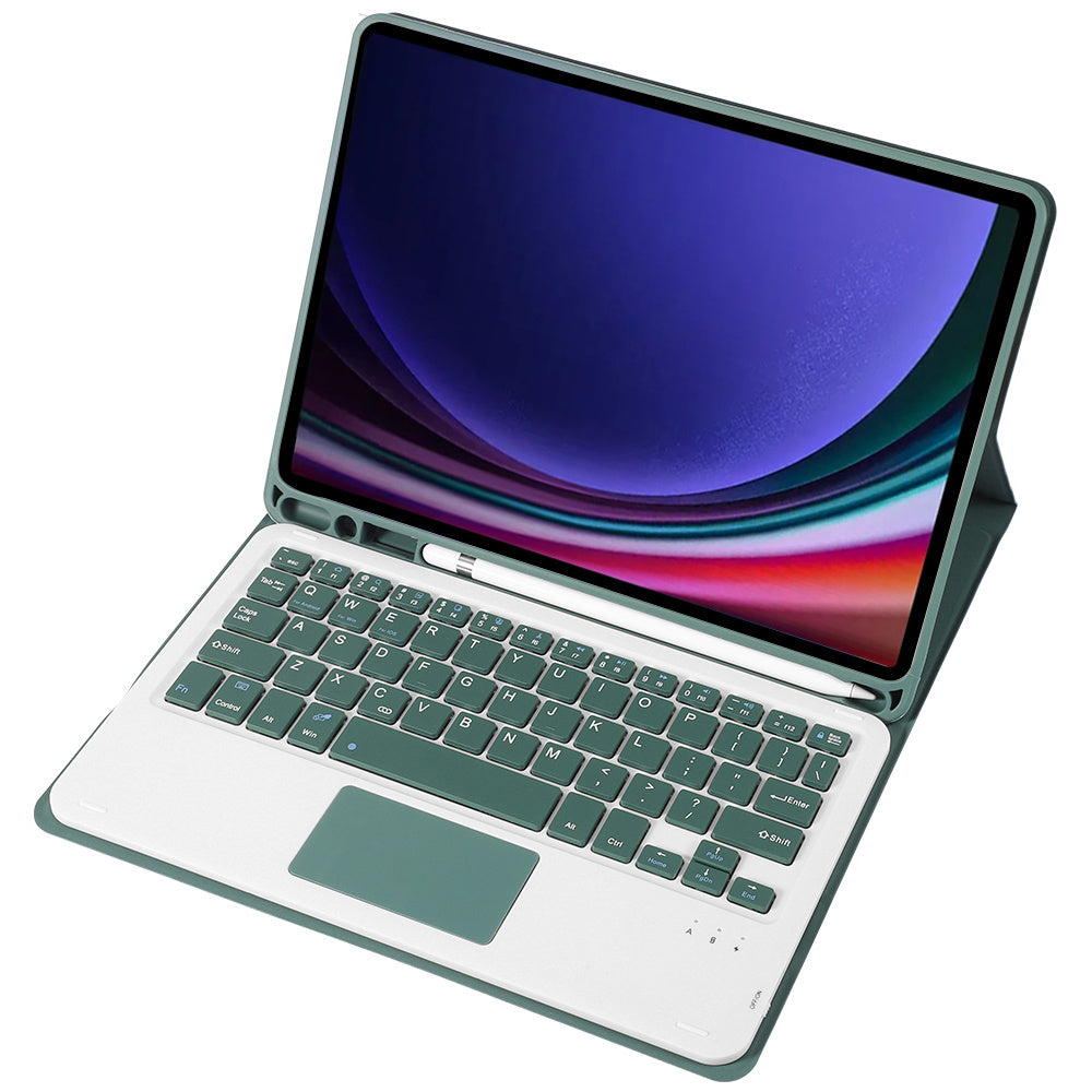A710B-A For Samsung Galaxy Tab S9 X710 / X716B / X718U TPU+PU Leather Flip Cover with Touchpad Bluetooth Keyboard, Pen Slot Tablet Case