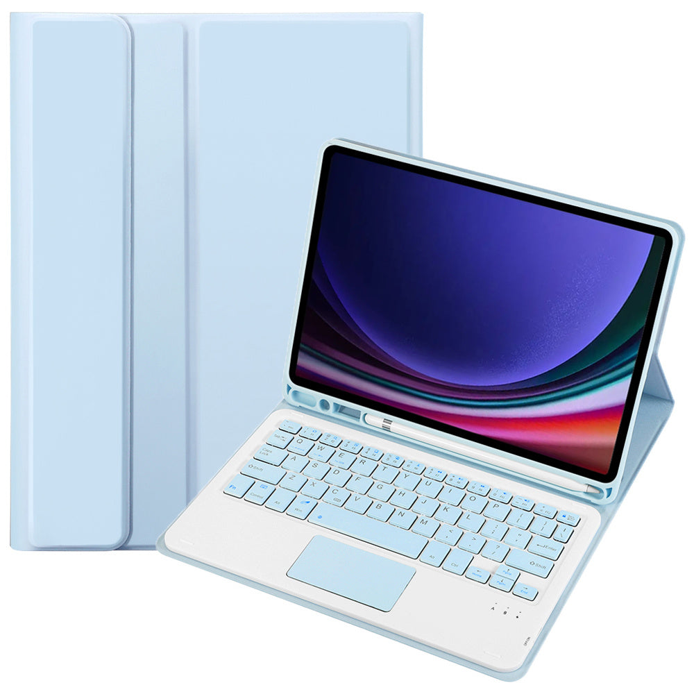 A710B-A For Samsung Galaxy Tab S9 X710 / X716B / X718U TPU+PU Leather Flip Cover with Touchpad Bluetooth Keyboard, Pen Slot Tablet Case