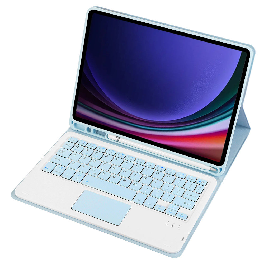 A710B-A For Samsung Galaxy Tab S9 X710 / X716B / X718U TPU+PU Leather Flip Cover with Touchpad Bluetooth Keyboard, Pen Slot Tablet Case