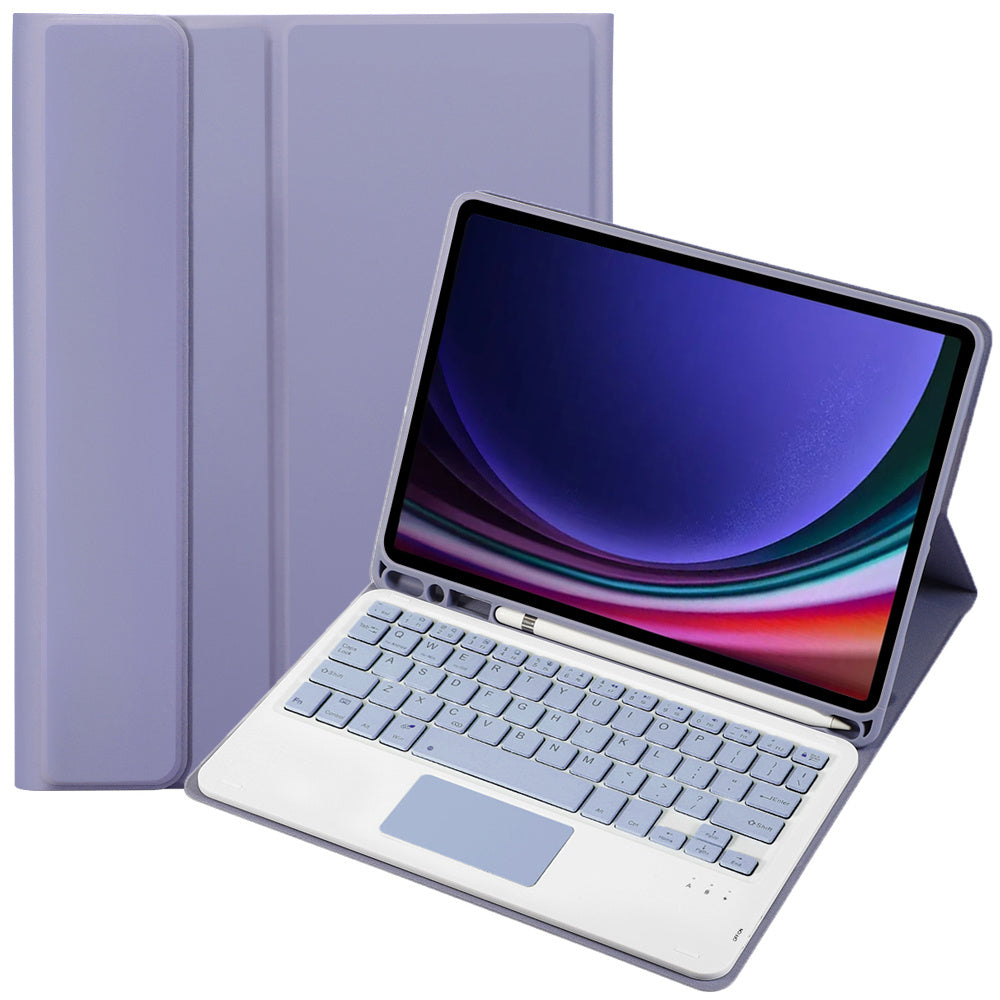 A710B-A For Samsung Galaxy Tab S9 X710 / X716B / X718U TPU+PU Leather Flip Cover with Touchpad Bluetooth Keyboard, Pen Slot Tablet Case