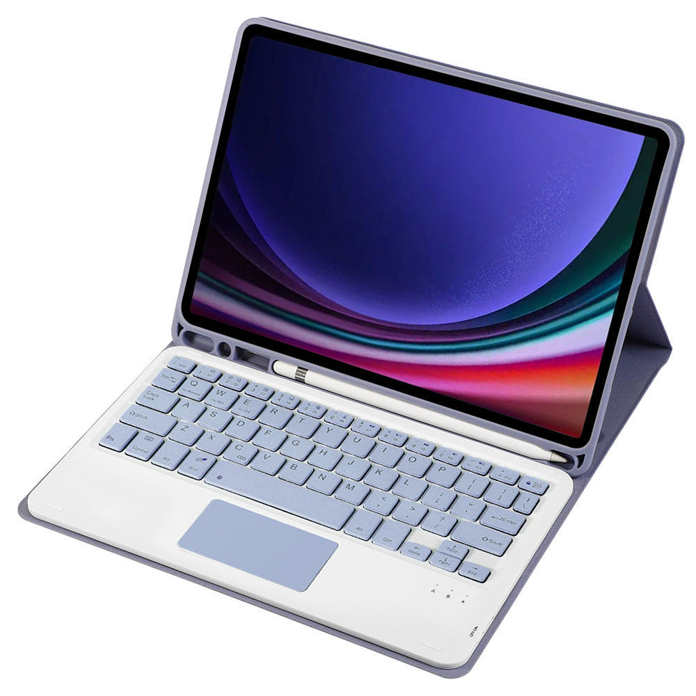 A710B-A For Samsung Galaxy Tab S9 X710 / X716B / X718U TPU+PU Leather Flip Cover with Touchpad Bluetooth Keyboard, Pen Slot Tablet Case