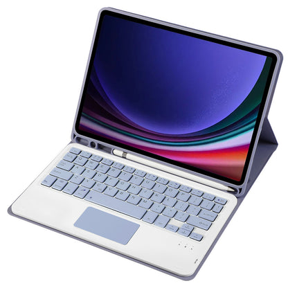 A710B-A For Samsung Galaxy Tab S9 X710 / X716B / X718U TPU+PU Leather Flip Cover with Touchpad Bluetooth Keyboard, Pen Slot Tablet Case
