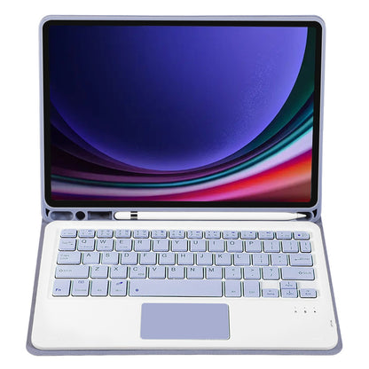 A710B-A For Samsung Galaxy Tab S9 X710 / X716B / X718U TPU+PU Leather Flip Cover with Touchpad Bluetooth Keyboard, Pen Slot Tablet Case