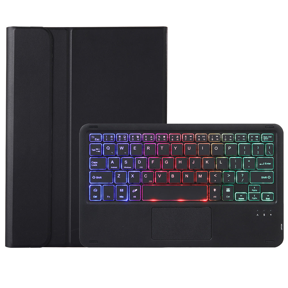 A710B-AS For Samsung Galaxy Tab S9 X710 / X716B / X718U Backlit Bluetooth Keyboard with Touchpad, Pen Slot PU+TPU Tablet Case