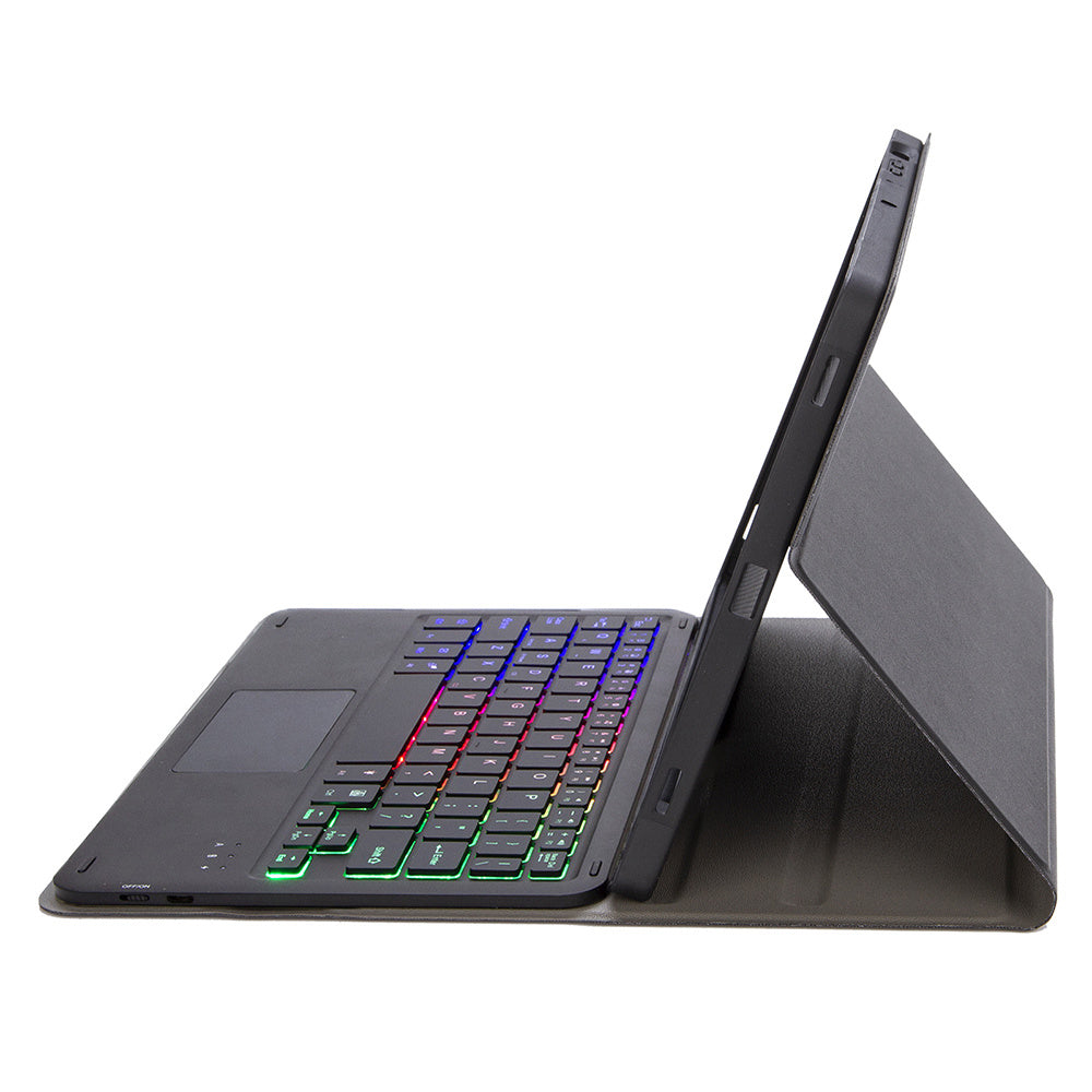 A710B-AS For Samsung Galaxy Tab S9 X710 / X716B / X718U Backlit Bluetooth Keyboard with Touchpad, Pen Slot PU+TPU Tablet Case
