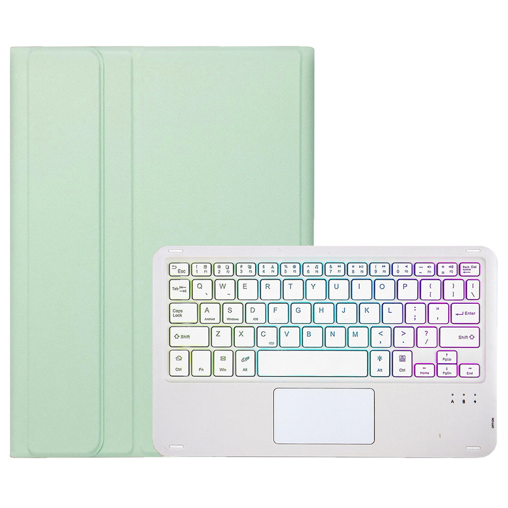 A710B-AS For Samsung Galaxy Tab S9 X710 / X716B / X718U Backlit Bluetooth Keyboard with Touchpad, Pen Slot PU+TPU Tablet Case