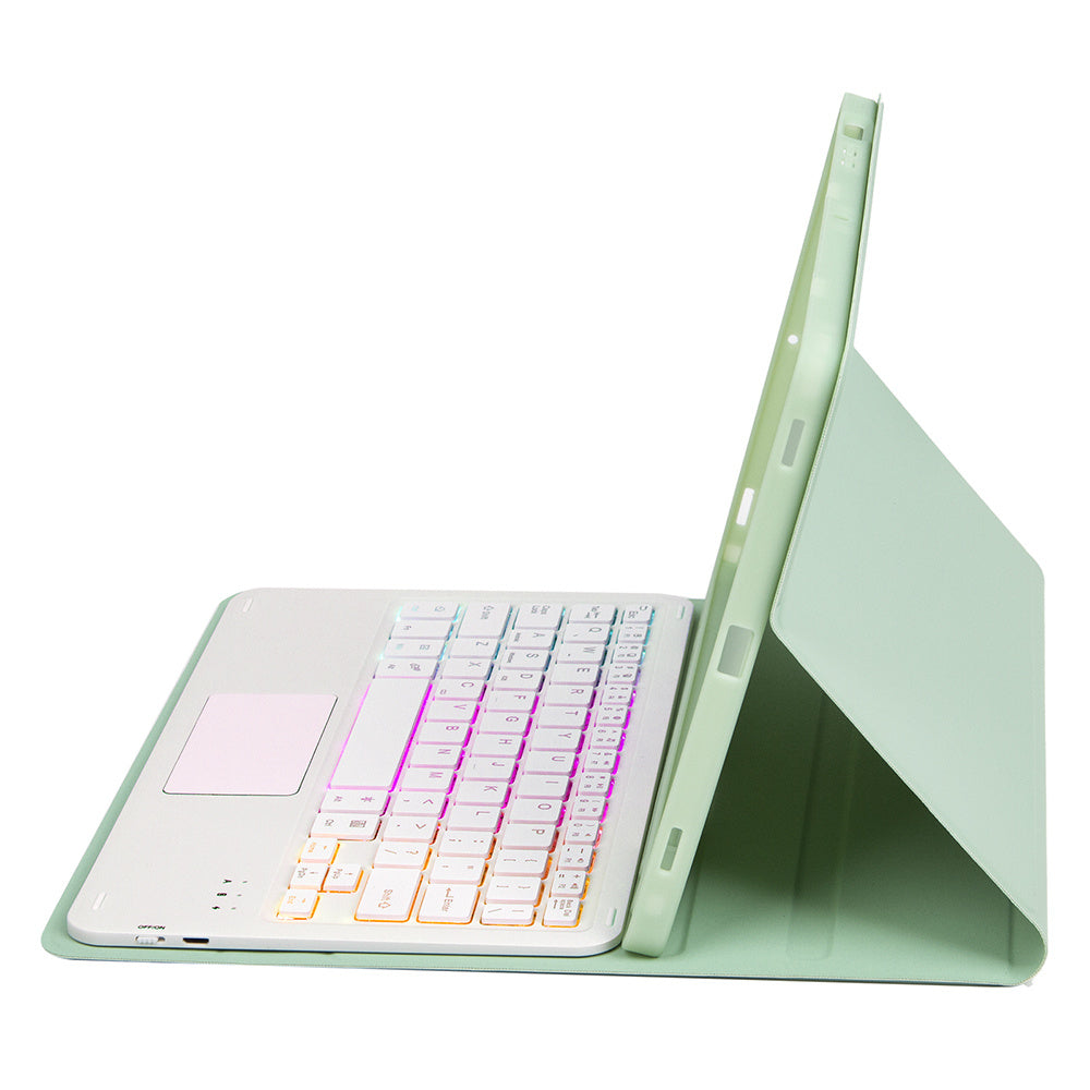 A710B-AS For Samsung Galaxy Tab S9 X710 / X716B / X718U Backlit Bluetooth Keyboard with Touchpad, Pen Slot PU+TPU Tablet Case