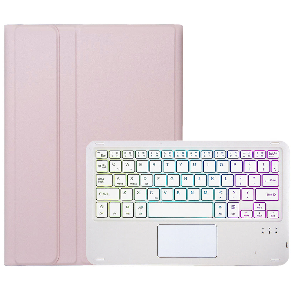 A710B-AS For Samsung Galaxy Tab S9 X710 / X716B / X718U Backlit Bluetooth Keyboard with Touchpad, Pen Slot PU+TPU Tablet Case