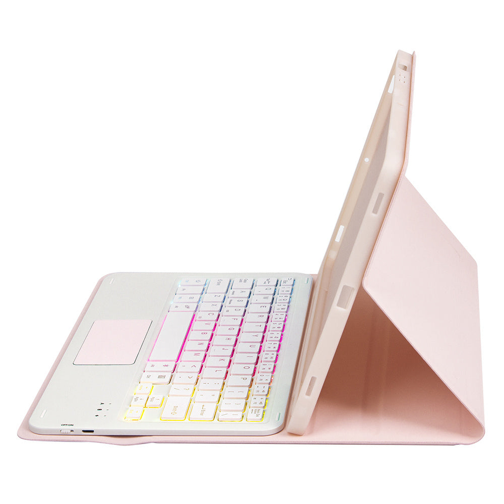 A710B-AS For Samsung Galaxy Tab S9 X710 / X716B / X718U Backlit Bluetooth Keyboard with Touchpad, Pen Slot PU+TPU Tablet Case