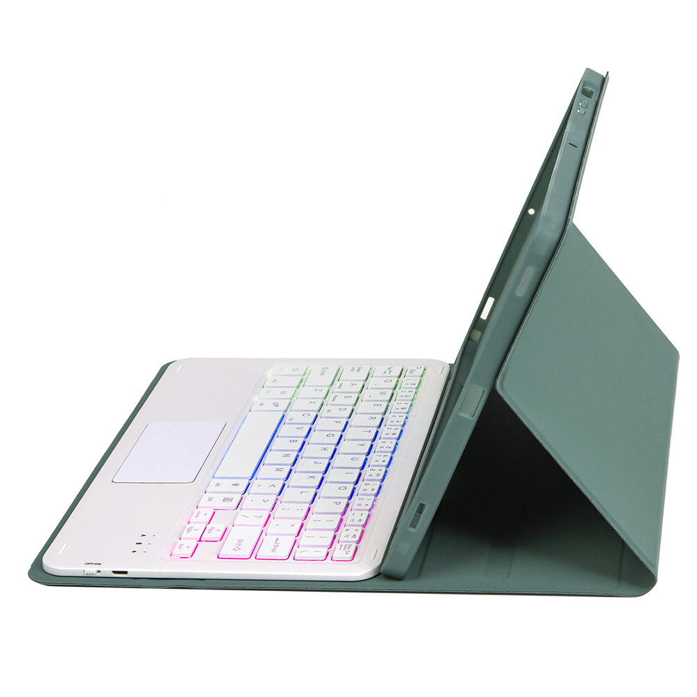 A710B-AS For Samsung Galaxy Tab S9 X710 / X716B / X718U Backlit Bluetooth Keyboard with Touchpad, Pen Slot PU+TPU Tablet Case