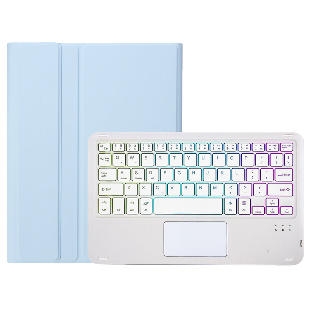 A710B-AS For Samsung Galaxy Tab S9 X710 / X716B / X718U Backlit Bluetooth Keyboard with Touchpad, Pen Slot PU+TPU Tablet Case