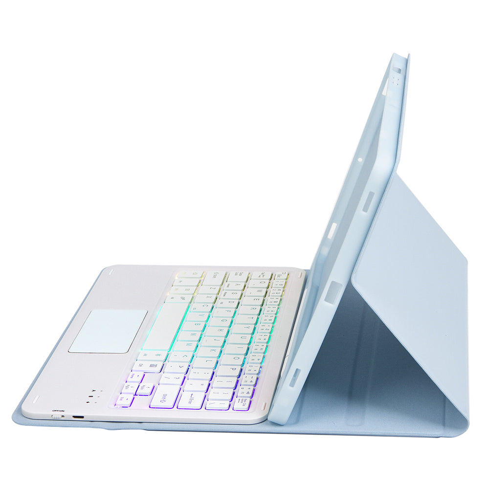 A710B-AS For Samsung Galaxy Tab S9 X710 / X716B / X718U Backlit Bluetooth Keyboard with Touchpad, Pen Slot PU+TPU Tablet Case
