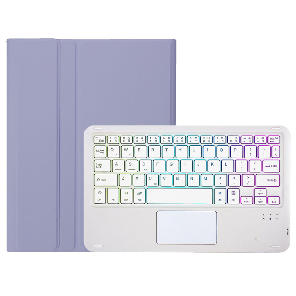 A710B-AS For Samsung Galaxy Tab S9 X710 / X716B / X718U Backlit Bluetooth Keyboard with Touchpad, Pen Slot PU+TPU Tablet Case