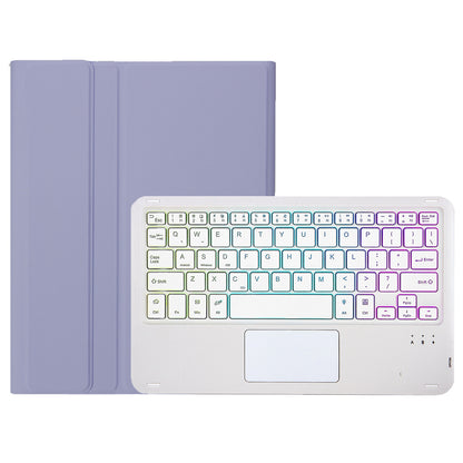 A710B-AS For Samsung Galaxy Tab S9 X710 / X716B / X718U Backlit Bluetooth Keyboard with Touchpad, Pen Slot PU+TPU Tablet Case