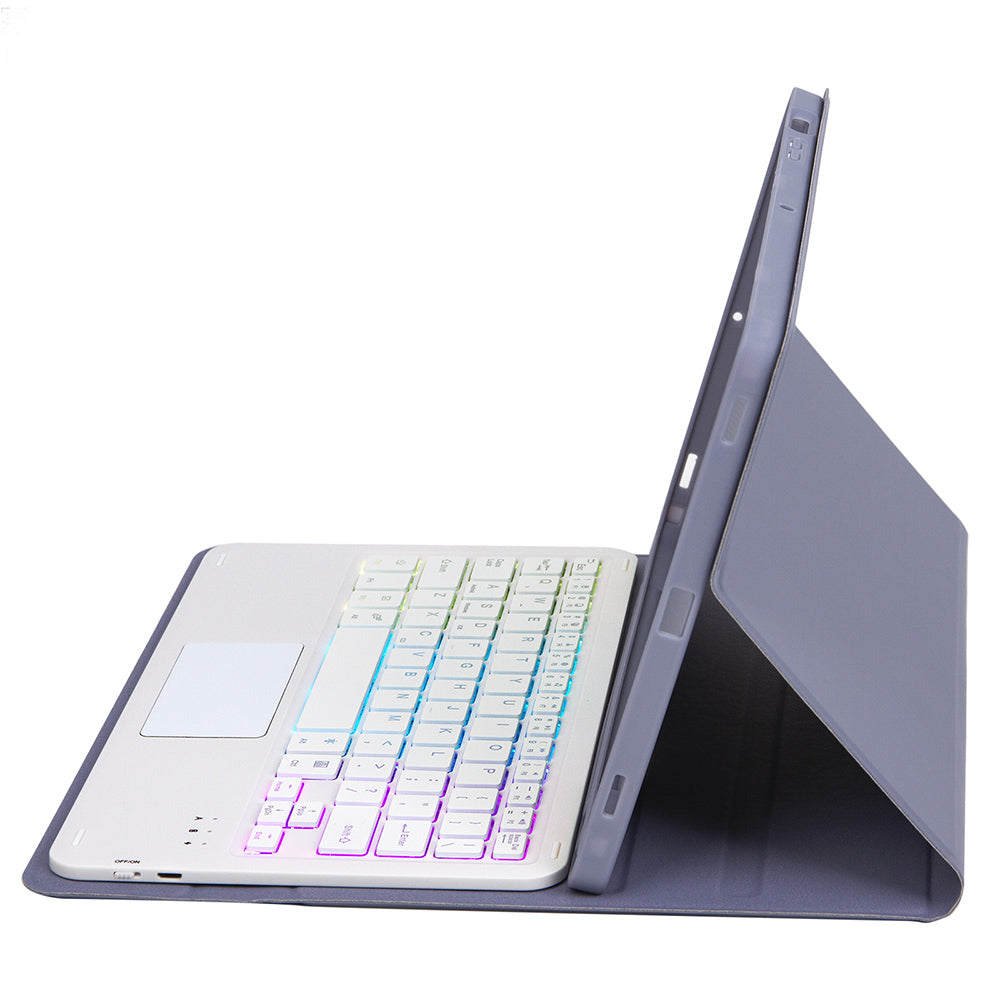 A710B-AS For Samsung Galaxy Tab S9 X710 / X716B / X718U Backlit Bluetooth Keyboard with Touchpad, Pen Slot PU+TPU Tablet Case
