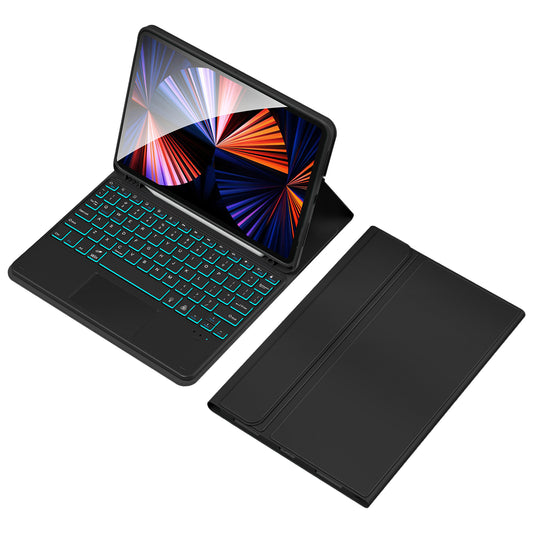 TP-1099 For iPad 10.9 (2022) Touchpad Bluetooth Keyboard Case with Backlit, PU+PC Pen Slot Tablet Case