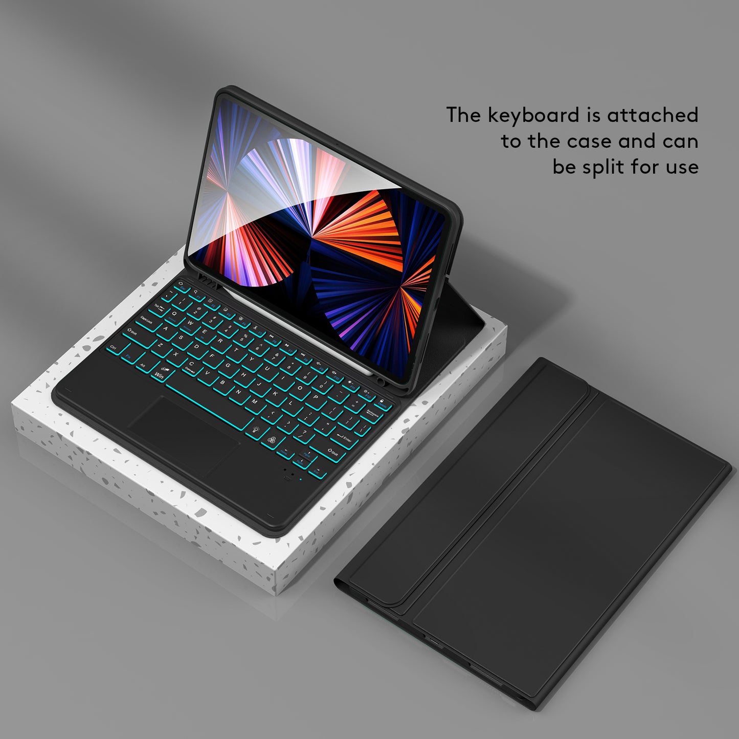 TP-1099 For iPad 10.9 (2022) Touchpad Bluetooth Keyboard Case with Backlit, PU+PC Pen Slot Tablet Case