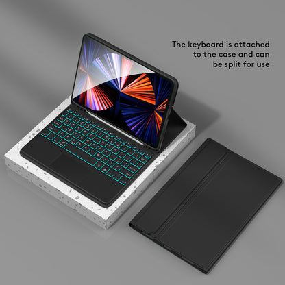 TP-1109 For iPad Air (2020) / (2022) / iPad Pro 11 (2018) / (2020) / (2021) / (2022) Backlit Touchpad Bluetooth Keyboard with Pen Slot PU+PC Tablet Case